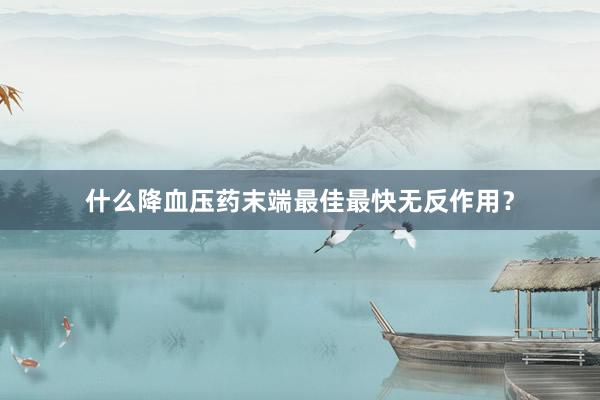 什么降血压药末端最佳最快无反作用？